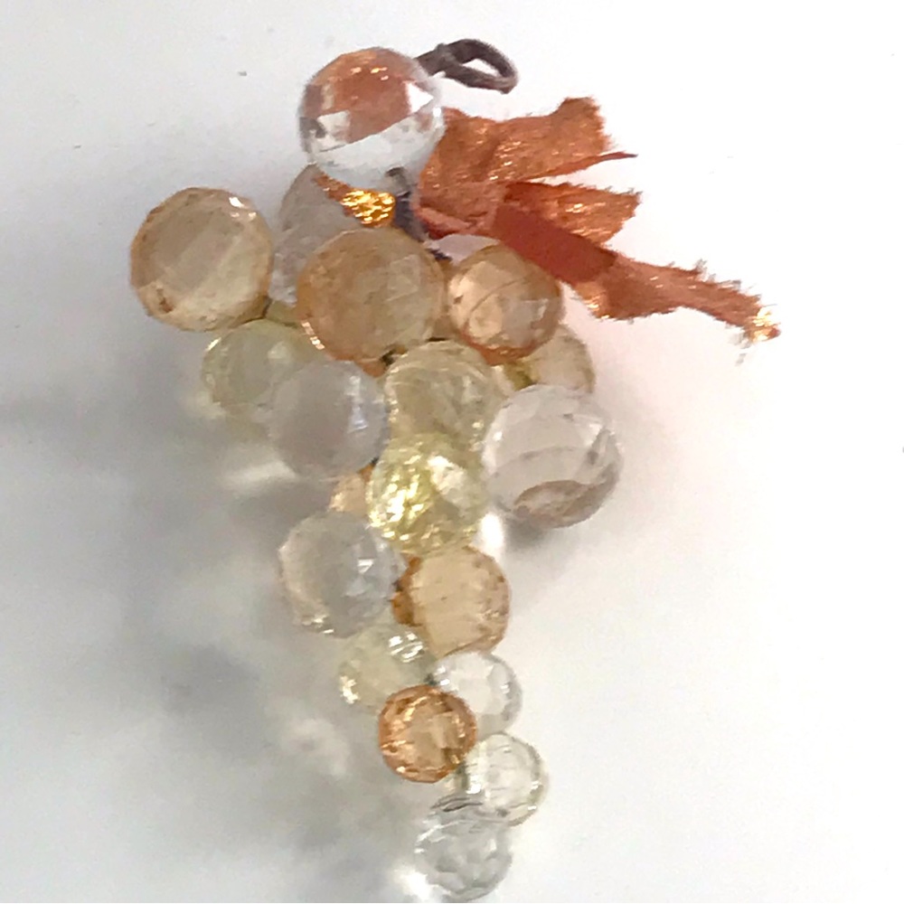 Faceted Clear Peach Lucite Bead Acrylic Grape Cluster - Vintage